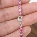 Macy's  Cubic Zirconia Tennis Bracelet In Fine Silver Plate Pink Ruby 7" Photo 2