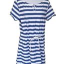 Talbots Blue White Striped Dress Beach Coverup M Nautical Preppy Photo 0