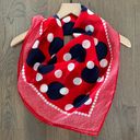 Anthropologie Vintage Polka Dot 100% Silk Square Scarf Red, Navy, White 30.5" sq Photo 1