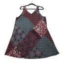 Ban Jara  Womens Large Red Blue Mixed Print V-Neck Tank Dress with Pockets Photo 2