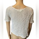 Abercrombie & Fitch  Cream Boho Western Hippie Crochet Floral Velvet Crop Top Photo 4