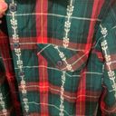 Cabin creek Blue & Green Floral Embroidered Flannel Shirt NWT Photo 1