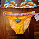 NWT Y2K Buzois Orange White Blue Stripe Halter Top Bikini Set Size Large Photo 9