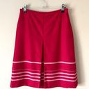 Loft  | Red Striped Pleated A-Line Wool Blend Skirt Sz 8 Photo 0