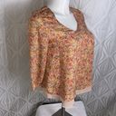 LC Lauren Conrad Peasant Top Peach Floral Flowy Layered Ciffon Boho Photo 1