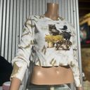 Forever 21 Wildlife Forest Animal Cropped Sweater  wolf moose bear tie dye small Photo 4