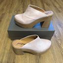 Free People Pink Leather Heeled Platform Mules Clogs Slip On Shoes New Photo 6