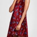 Xhilaration  O-Ring Velvet Shift Dress Burgundy Maroon Red Floral Choker Cutout M Photo 1