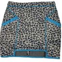 English Rose New  Leopard Faux Leather Step Hem Mini Skirt Trixie Grey Blue Photo 0