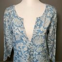 Faherty Cotton Floral Dress Tunic Chambray Blue White Size Medium Swim Coverup Photo 2