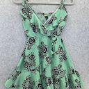 Prince And Fox  Women's Dress Sleeveless Blue Teal Size Small Floral Faux Wrap Fron Photo 0