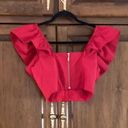 Revolve Lorane Red Ruffle Crop V Neck Top XS Photo 5