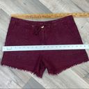 Sanctuary  Linen Blend Raw Hem Shorts Maroon 26” Flat Front Photo 7