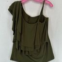 cupio  Ruffle Shoulder Sleeveless Blouse Women’s Large Green Photo 0