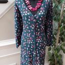 Krass&co Dreams & . Women's Green Floral Rayon V-Neck Long Sleeve Knee Length Dress 3X Photo 12