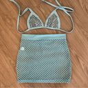 iHeartRaves Body Language | Blue Mesh Metallic Skirt and Crop Bikini Top Set Photo 0