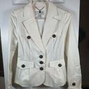 Mango MNG by  Womens Cotton Suit Jacket White Size 6 3 Blazer Cinched Waste Photo 3