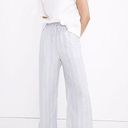 Madewell  Smocked Huston Pull-On Full-Length Pants in Double Stripe Linen White S Photo 0