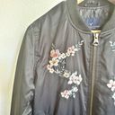 American Eagle  | Members Only Bomber Jacket Black Embroidered Floral | Medium Photo 2