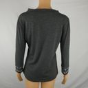 Alberto Makali  Grey V Neck 3/4 Sleeve Studded Rhinestone Blouse Embellished Med Photo 6