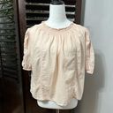 Treasure & Bond  Womens Blouse Pink Solid Short Sleeve Smocked Crochet Boho M New Photo 0