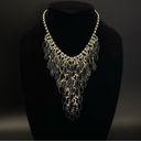 Onyx Vintage Black  And Rhinestone Tassel Bib Necklace Photo 1