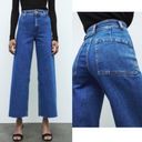 ZARA  Marine (Sailor) Wide Straight High Waisted Jeans Blue 2 Photo 2