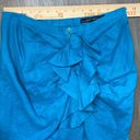 ZARA  Women’s Teal Linen Ruffle Midi Skirt Size Small Photo 3