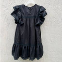 Scarlett  Poppies Embroidered Sleeve Ruffle Eyelet Mini Dress Black Women's M Photo 2