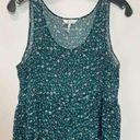 Kirra  Women's Sleeveless Ditsy Floral Scoop Neck Sheer Peplum Blue Top Size S Photo 0