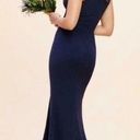 Dress the Population NEW  'IRIS' NAVY HIGH SLIT V-NECK CREPE GOWN DRESS - size S Photo 1