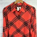 Coldwater Creek  Womens size XL P Button Up Plaid Long Sleeve Blouse Shirt Red Photo 2