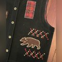 Woolrich Women’s 100% Wool Vest Black Fall Leaves Bear Rustic Country Size M Photo 2