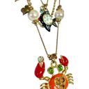 Betsey Johnson Vintage Multi-Strand Crab Fish Nautical Charm Gold-Tone Necklace Photo 4