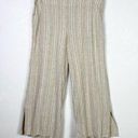 J.Jill  Tan Striped Linen Blend Split Hem Wide Leg Pants Photo 0