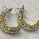 Edge Silver Gold Tone Earrings Vintage Moon Half Circle Rope  Accent Pierced Stud Photo 11