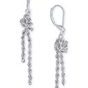 Charter Club NEW  Dangle Drop EARRINGS SilverTone Knotted Serpentine Chain 2” Photo 0