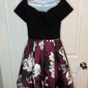 Betsy and Adam  Formal Dress Off the Shoulder Fit and Flare Black Burgundy 2 Photo 7