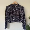 Free People  Spotted Button Up/Down Collared Blouse Long Sleeve Viscose Collar S Photo 7