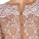 Bob Mackie LACE PRINT LONG SLEEVE BUTTON FRONT CARDIGAN, TAN, XL Photo 2