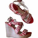 Frye  Corrina Whipstich Platform Wedges Leather Peep Toe Braided Sandals 5.5 GUC Photo 9