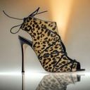 Gianvito Rossi 𒀭 Open Toe Stiletto Heel Bootie 𒀭Leopard Print Calf Hair 𒀭40 Photo 0