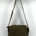 L.L.Bean  Messenger Bag Satchel Crossbody Buckle Adjustable Canvas Green Brown Photo 1