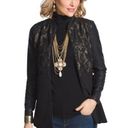 Chico's Chico’s Faux-Leather Lace Pieced Jacket in Black/Cream Photo 0