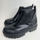 Zodiac  Ankle Booties Size 5 Black Chunky Sole Block Heel Faux Leather Boots Photo 2