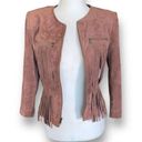 BCBG Max Azria Reiss Vegan Suede Leather Jacket Fringe Accents Toffee Brown Photo 7