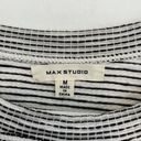 Max Studio  Rib Knit 3/4 Sleeve Top White Black Textured Striped Cinched Bow Tee Photo 4