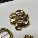 Monet Lot Of 3 Signed  Gold Tone Brooch Pins Resin Cameo, Swirl, Knotted Circle Photo 1