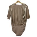 ZARA  Champagne Beige Velvet Wrap Bust Short Sleeve Bodysuit M Photo 2