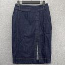 White House | Black Market WHBM Women's Blue Denim Skirt Midi Pencil Dark Wash Size 4 Petite Photo 0